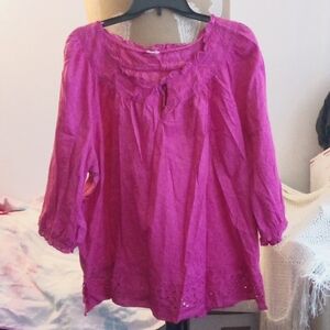(2 for $20) 3/4 Sleeves, Front Tie Blouse, Pink.